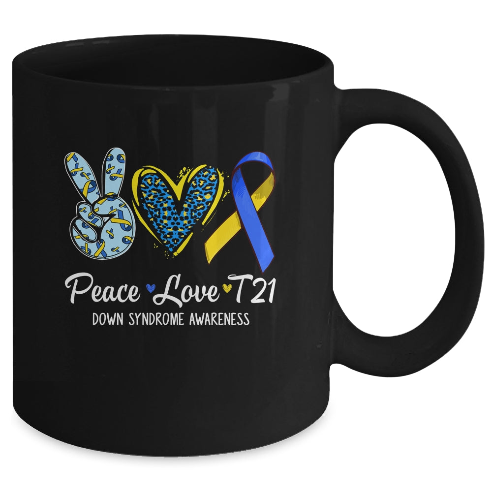 Down Syndrome Awareness Peace Love T21 WDSD Women Girls Mug | siriusteestore