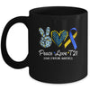 Down Syndrome Awareness Peace Love T21 WDSD Women Girls Mug | siriusteestore