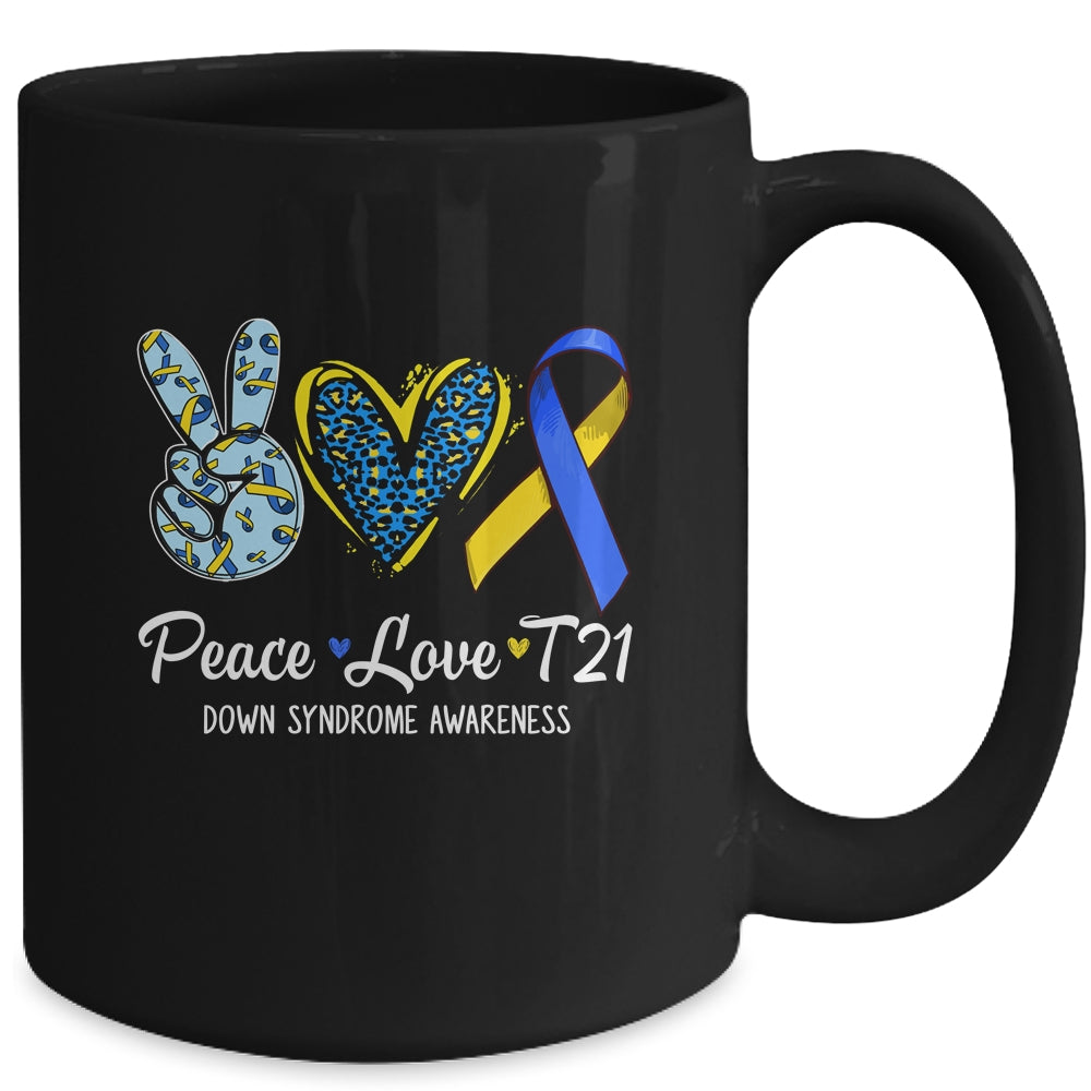 Down Syndrome Awareness Peace Love T21 WDSD Women Girls Mug | siriusteestore