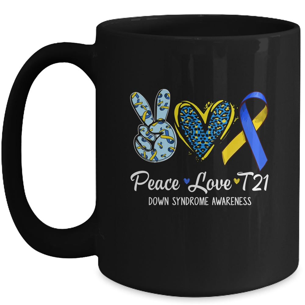 Down Syndrome Awareness Peace Love T21 WDSD Women Girls Mug | siriusteestore