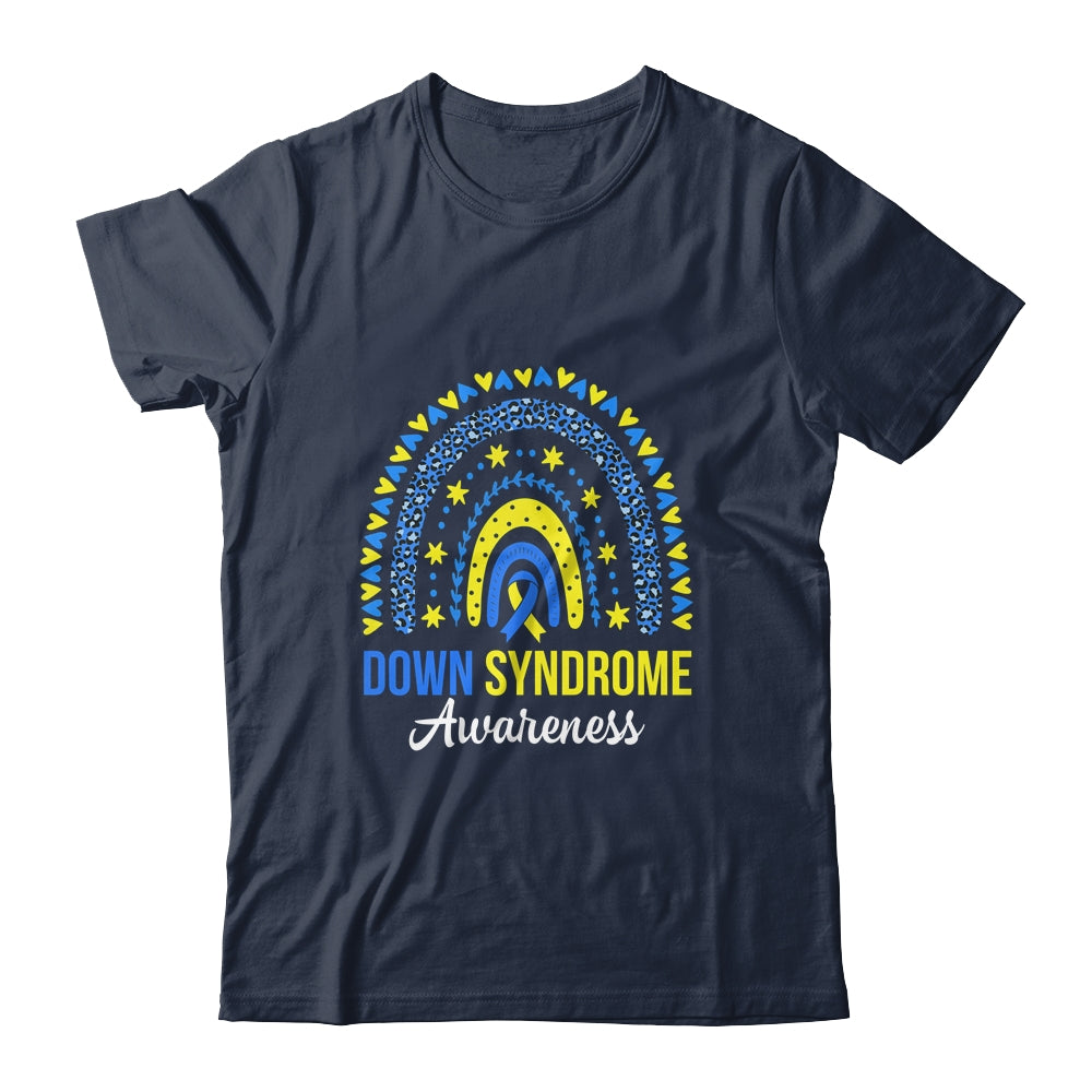 Down Syndrome Awareness Rainbow Yellow Blue Ribbon Shirt & Hoodie | siriusteestore