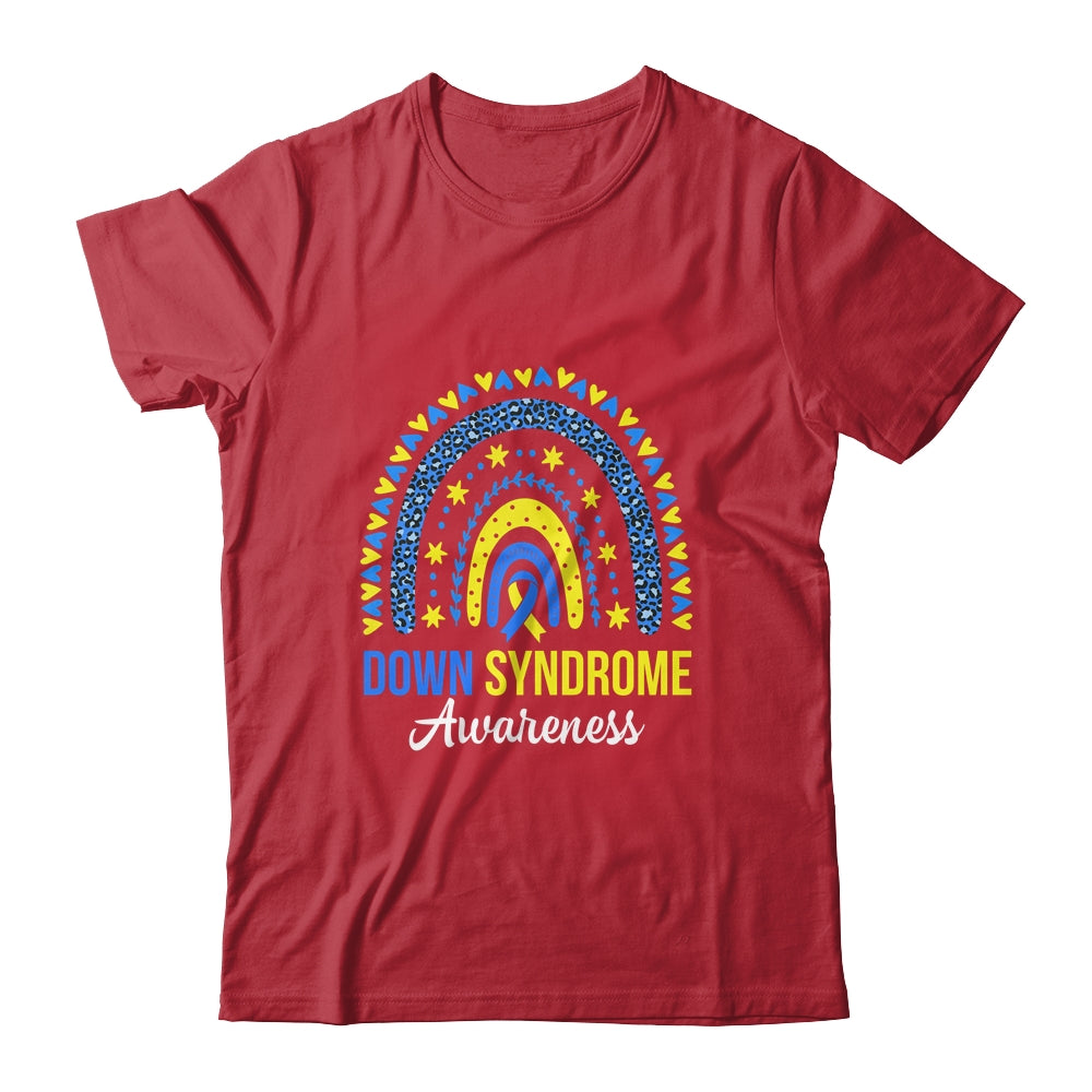 Down Syndrome Awareness Rainbow Yellow Blue Ribbon Shirt & Hoodie | siriusteestore