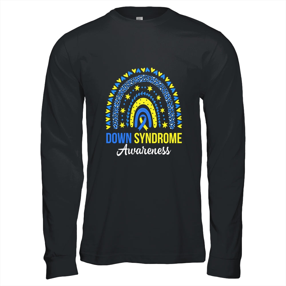 Down Syndrome Awareness Rainbow Yellow Blue Ribbon Shirt & Hoodie | siriusteestore