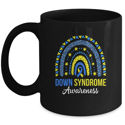 Down Syndrome Awareness Rainbow Yellow Blue Ribbon Mug | siriusteestore