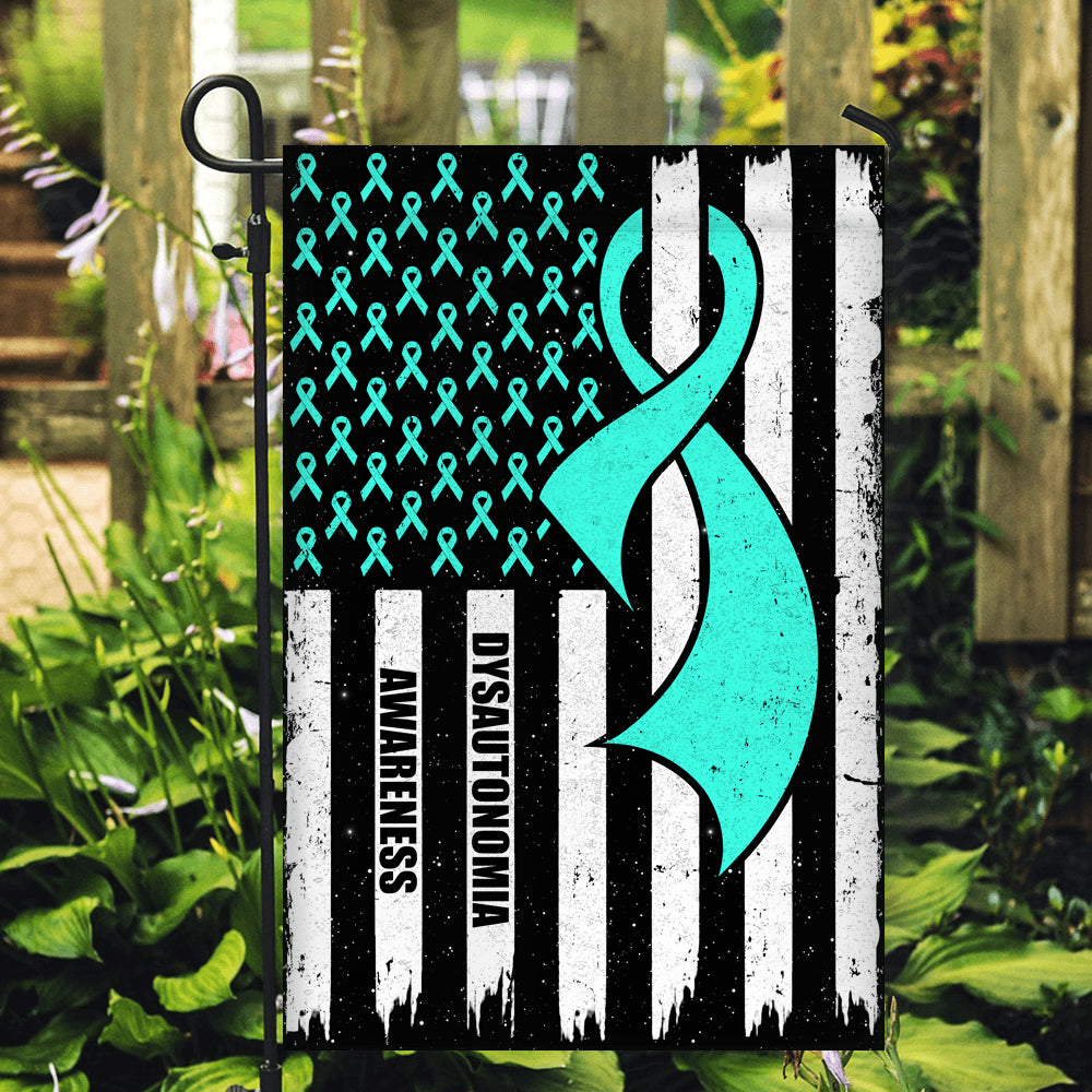 Dysautonomia Awareness America Flag Turquoise Ribbon | siriusteestore