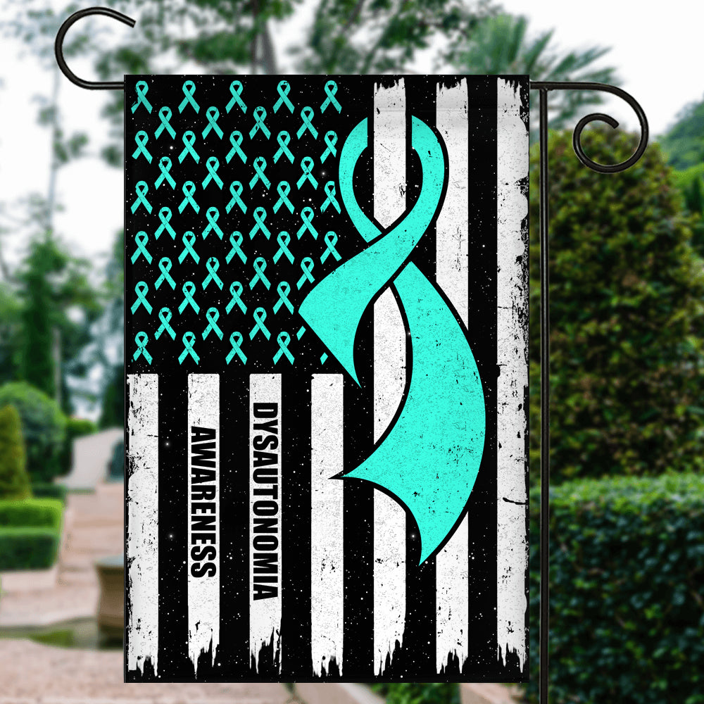 Dysautonomia Awareness America Flag Turquoise Ribbon | siriusteestore