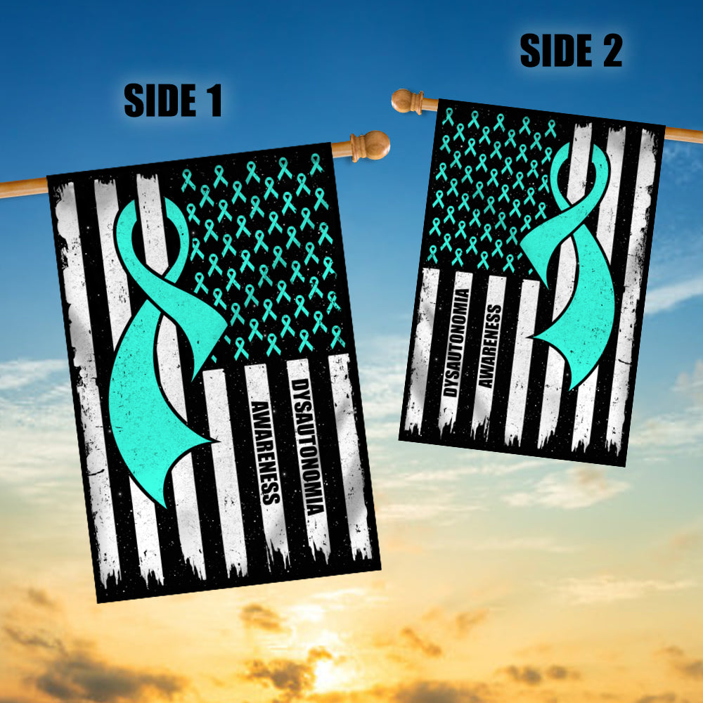 Dysautonomia Awareness America Flag Turquoise Ribbon | siriusteestore