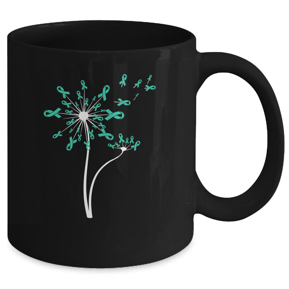 Dysautonomia Awareness Dandelion Turquoise Ribbon Mug | siriusteestore