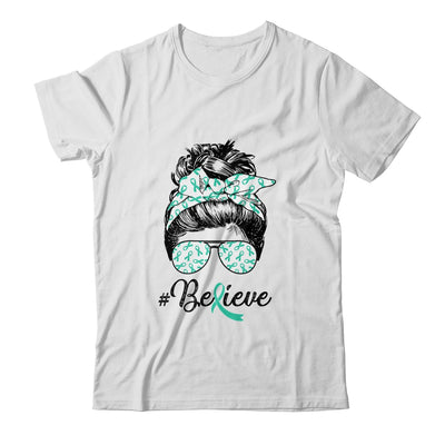 Dysautonomia Awareness Messy Bun Warrior Believe Shirt & Tank Top | siriusteestore