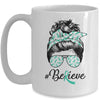 Dysautonomia Awareness Messy Bun Warrior Believe Mug | siriusteestore