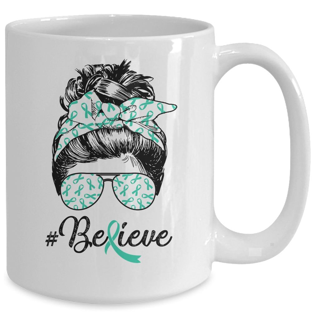 Dysautonomia Awareness Messy Bun Warrior Believe Mug | siriusteestore