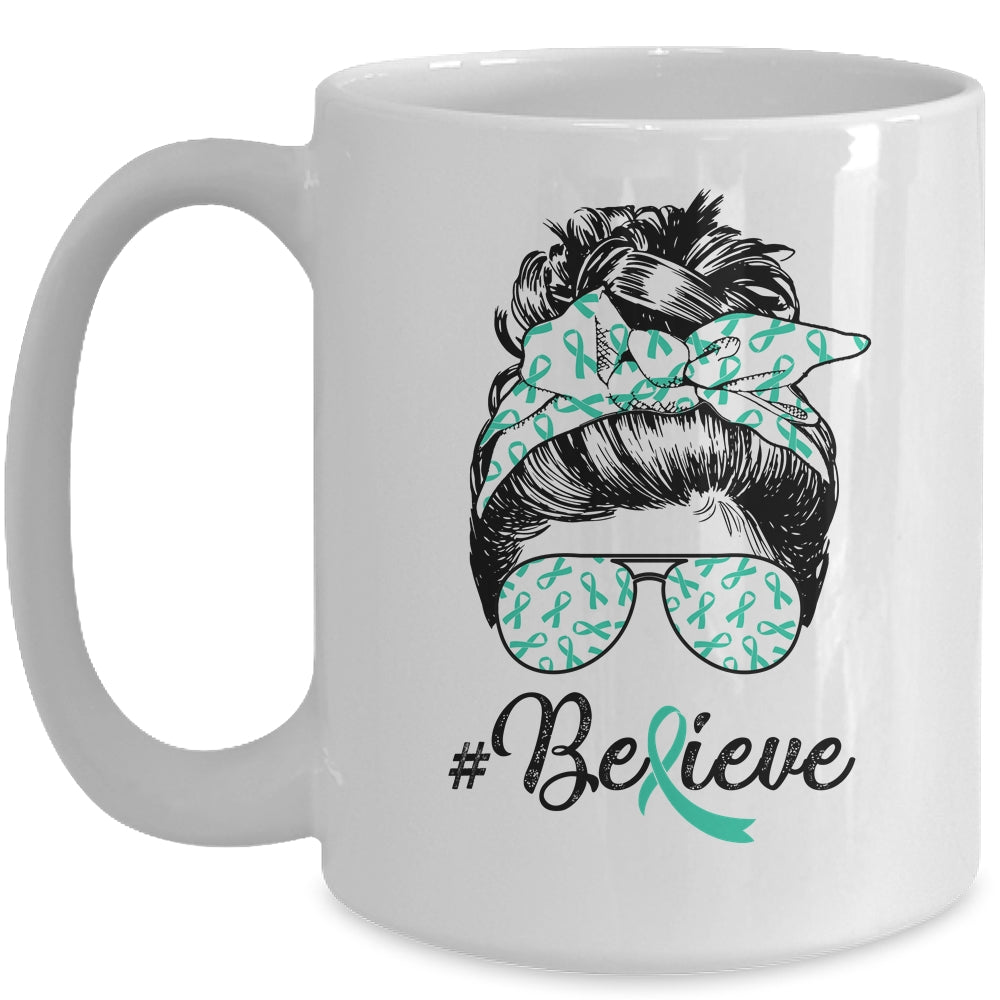Dysautonomia Awareness Messy Bun Warrior Believe Mug | siriusteestore