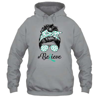 Dysautonomia Awareness Messy Bun Warrior Believe Shirt & Tank Top | siriusteestore