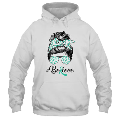 Dysautonomia Awareness Messy Bun Warrior Believe Shirt & Tank Top | siriusteestore