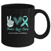 Dysautonomia Awareness Peace Love Cure Leopard Mug | siriusteestore