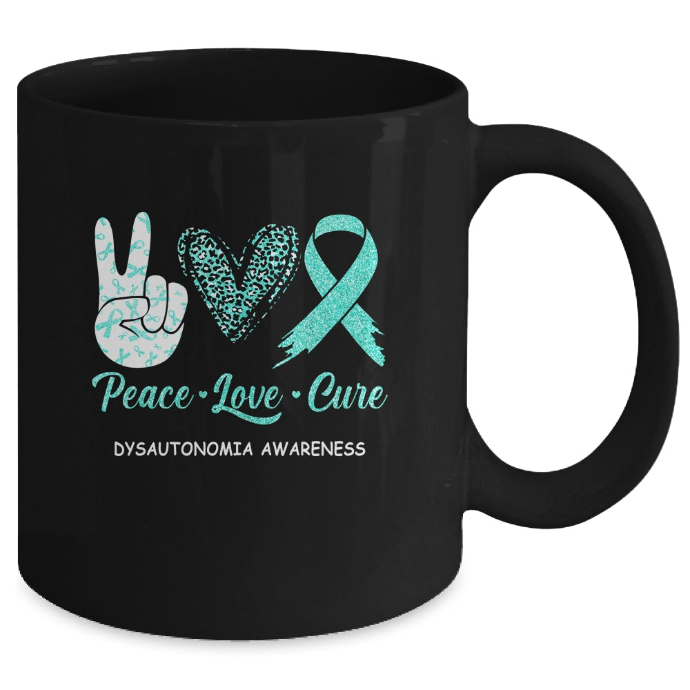 Dysautonomia Awareness Peace Love Cure Leopard Mug | siriusteestore