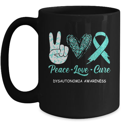 Dysautonomia Awareness Peace Love Cure Leopard Mug | siriusteestore
