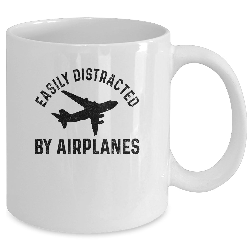 Easily Distracted By Airplanes Funny Pilot Flying Mug | siriusteestore