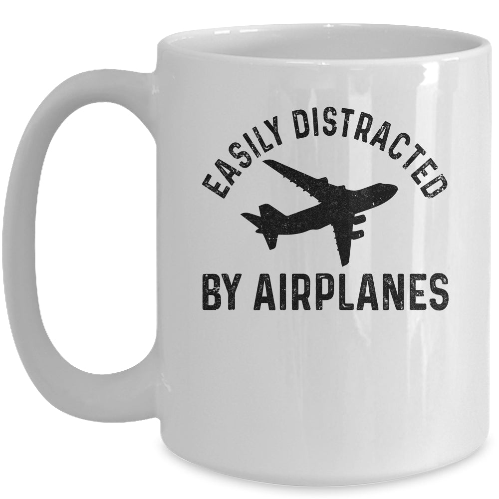 Easily Distracted By Airplanes Funny Pilot Flying Mug | siriusteestore