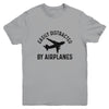Easily Distracted By Airplanes Funny Pilot Flying Youth Shirt | Siriustee.com