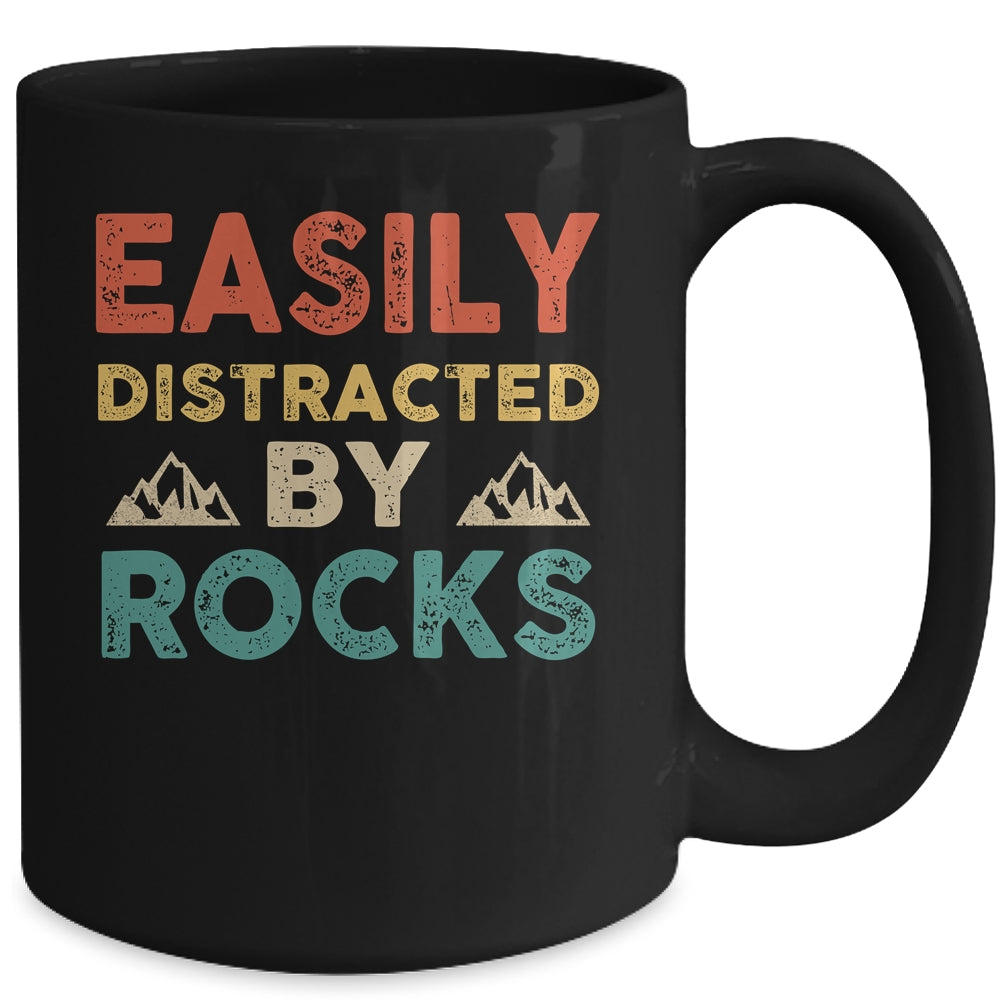 Easily Distracted By Rocks Geologist Student Teacher Retro Mug | siriusteestore