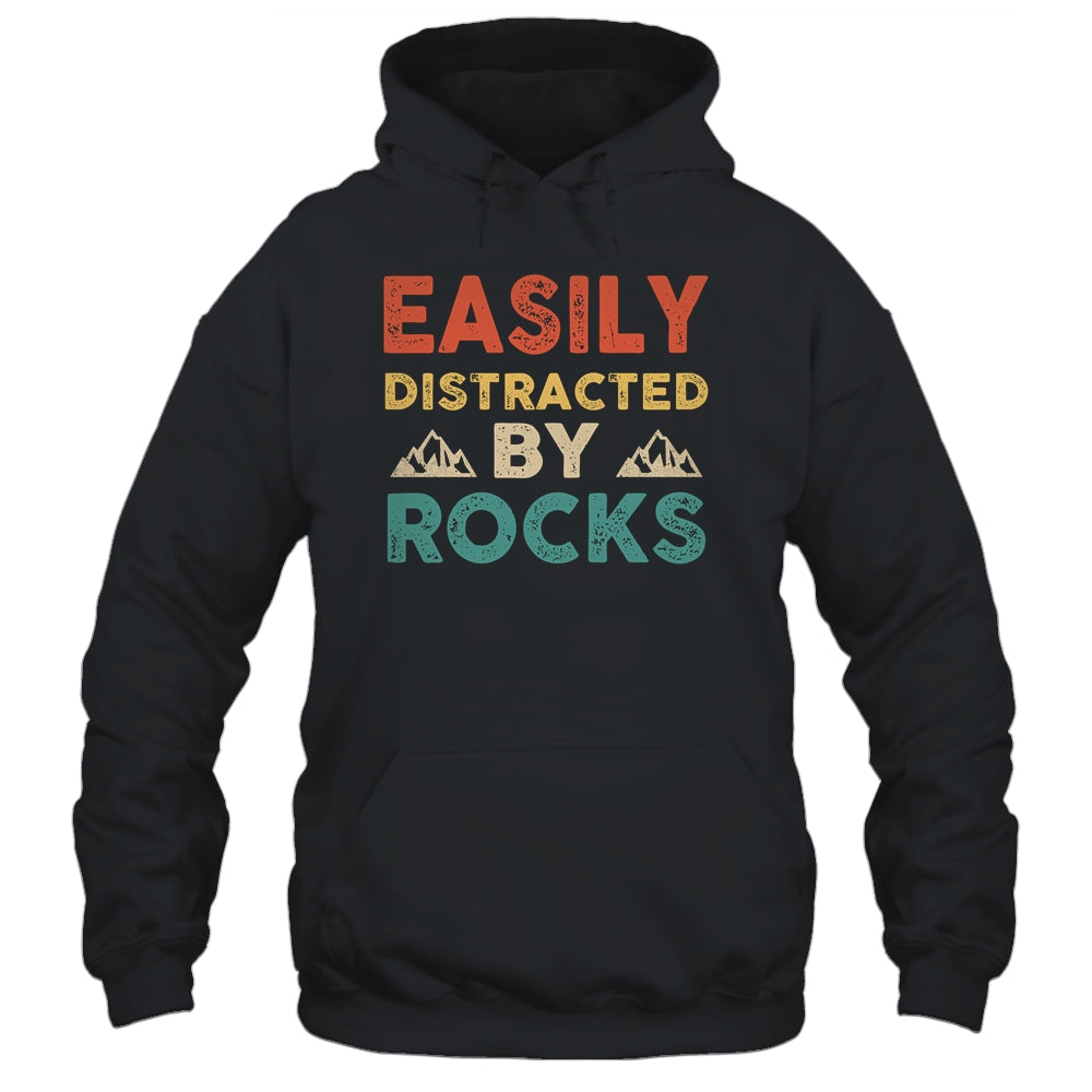 Easily Distracted By Rocks Geologist Student Teacher Retro Shirt & Hoodie | siriusteestore