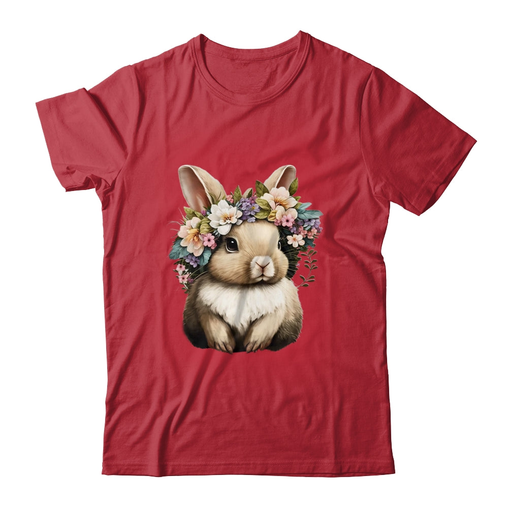 Easter Bunny Rabbit Girls Happy Bunny Flower Graphic Women Shirt & Tank Top | siriusteestore