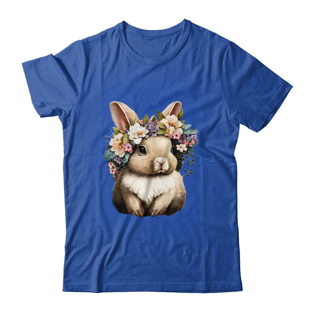 Easter Bunny Rabbit Girls Happy Bunny Flower Graphic Women Shirt & Tank Top | siriusteestore