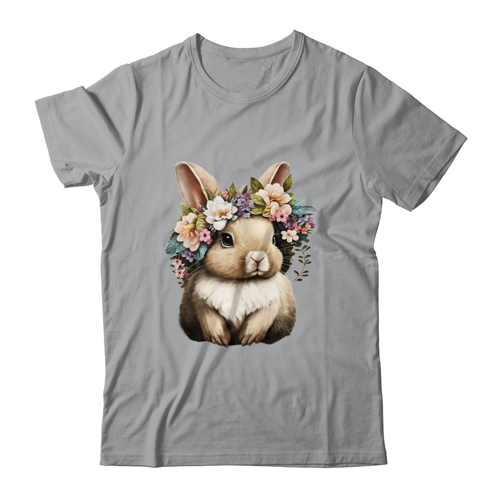 Easter Bunny Rabbit Girls Happy Bunny Flower Graphic Women Shirt & Tank Top | siriusteestore