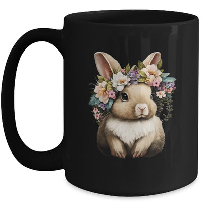 Easter Bunny Rabbit Girls Happy Bunny Flower Graphic Women Mug | siriusteestore