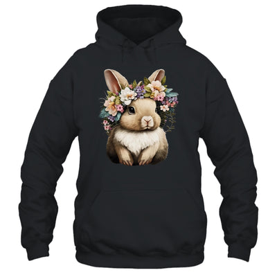 Easter Bunny Rabbit Girls Happy Bunny Flower Graphic Women Shirt & Tank Top | siriusteestore