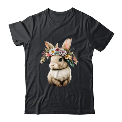 Easter Bunny Rabbit Women Happy Bunny Flower Graphic Girls Shirt & Tank Top | siriusteestore