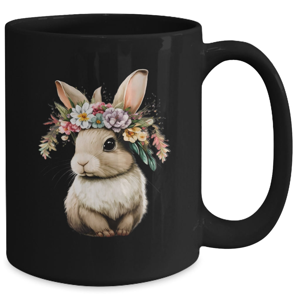Easter Bunny Rabbit Women Happy Bunny Flower Graphic Girls Mug | siriusteestore
