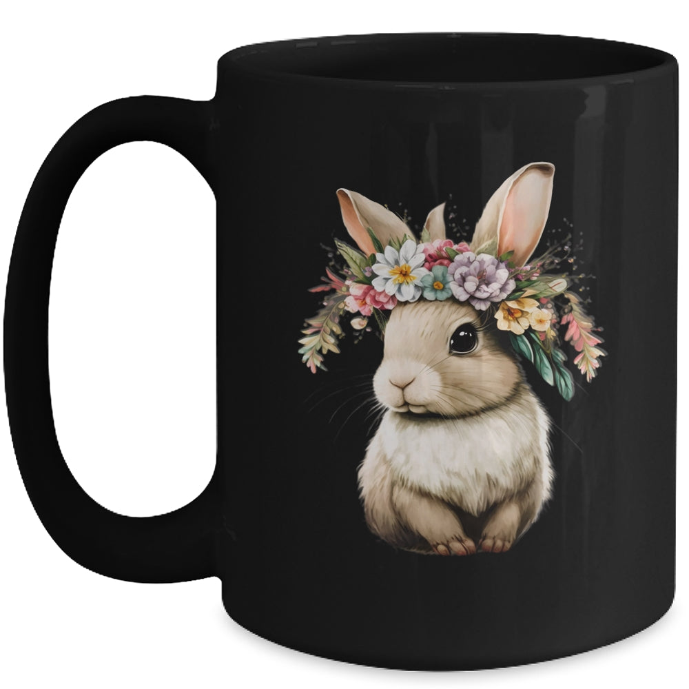 Easter Bunny Rabbit Women Happy Bunny Flower Graphic Girls Mug | siriusteestore