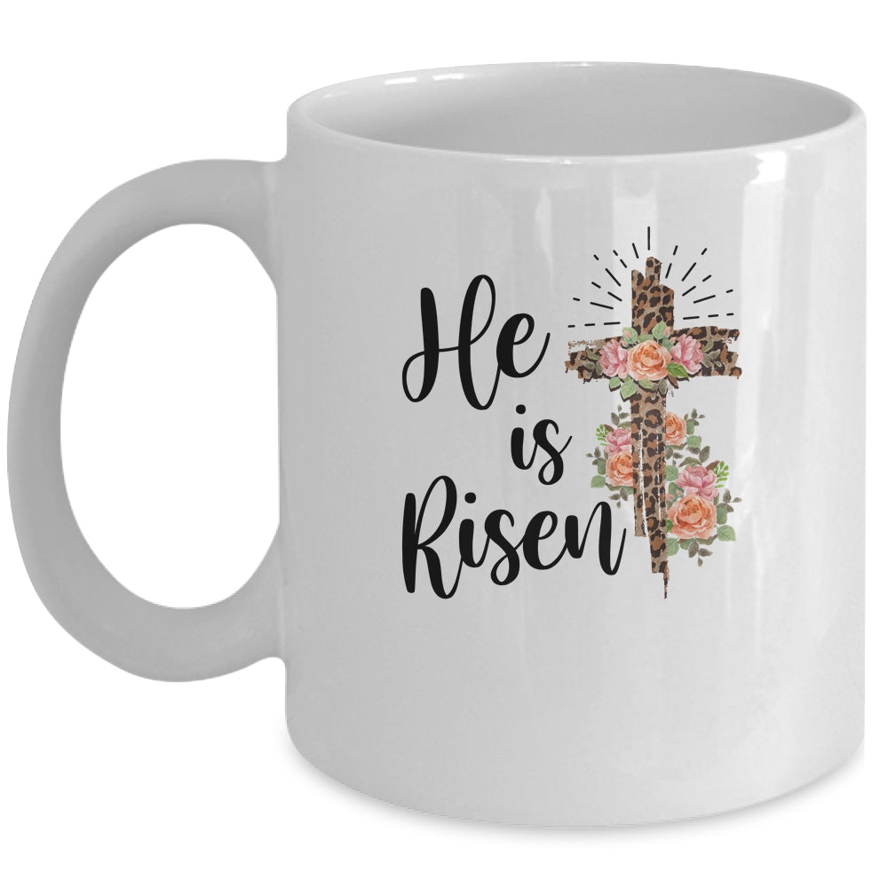 Easter Day For Christian Teen Girls Mom He Is Risen Leopard Mug | siriusteestore