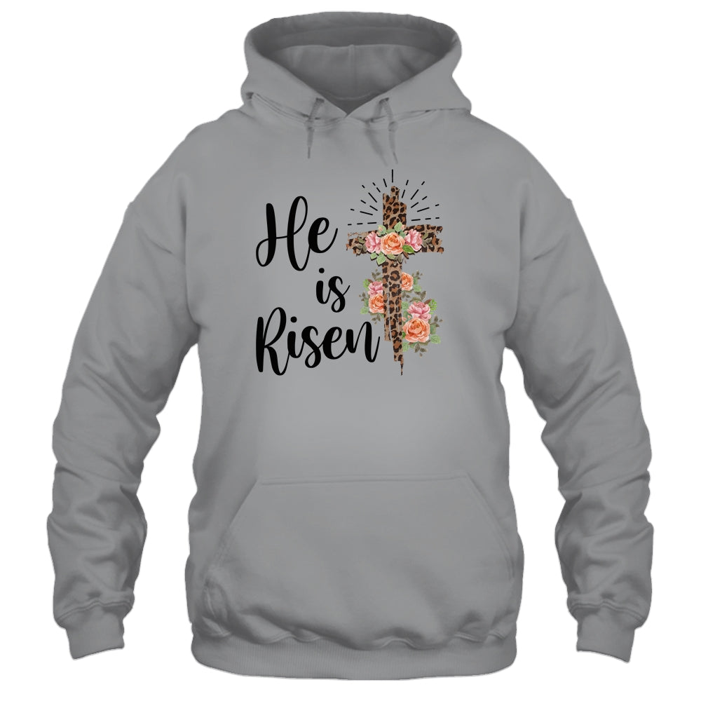 Easter Day For Christian Teen Girls Mom He Is Risen Leopard Shirt & Hoodie | siriusteestore