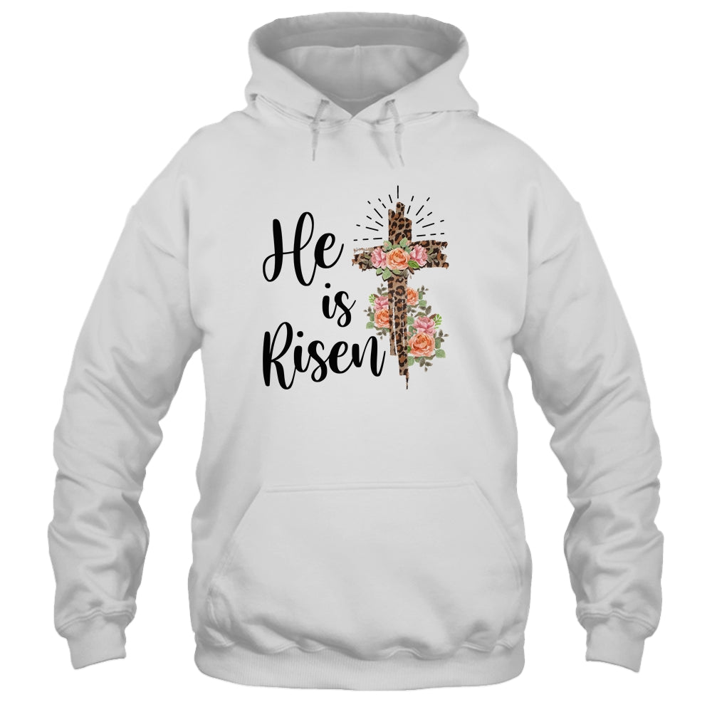 Easter Day For Christian Teen Girls Mom He Is Risen Leopard Shirt & Hoodie | siriusteestore