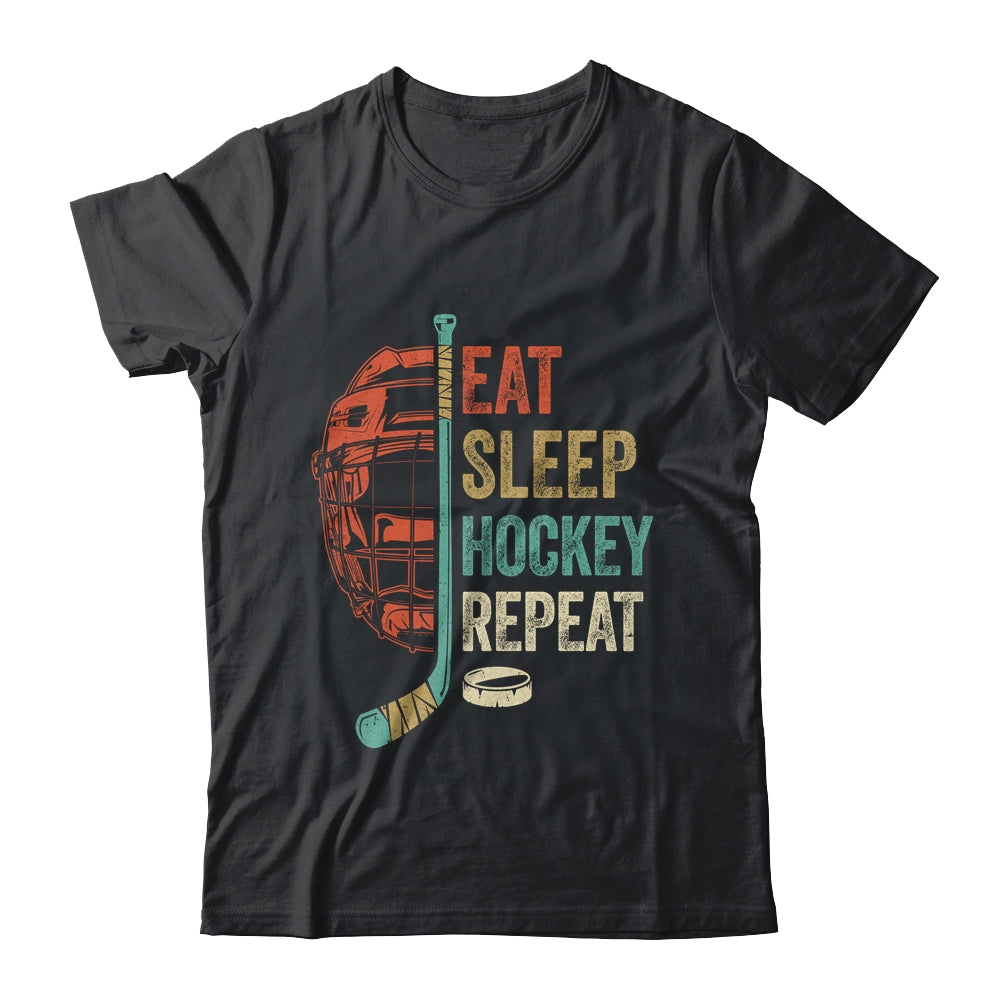 Eat Sleep Hockey Repeat Funny Retro Vintage Shirt & Hoodie | siriusteestore