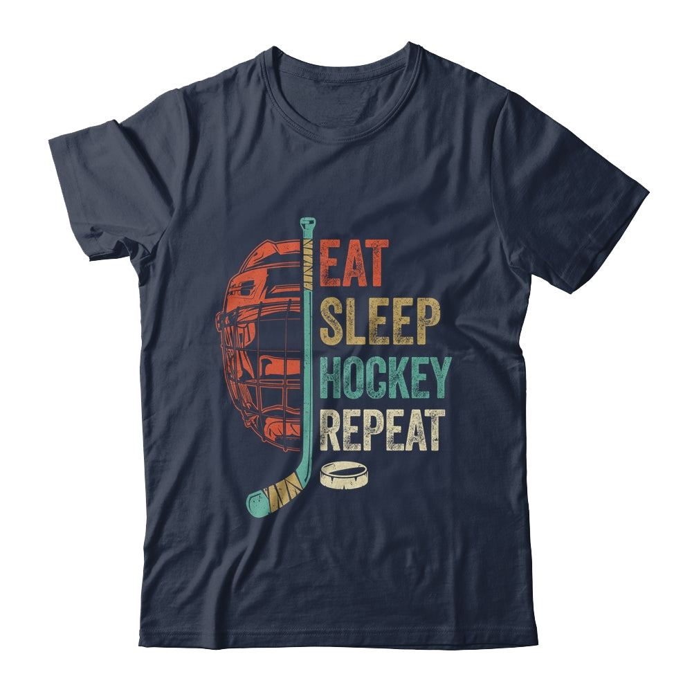 Eat Sleep Hockey Repeat Funny Retro Vintage Shirt & Hoodie | siriusteestore