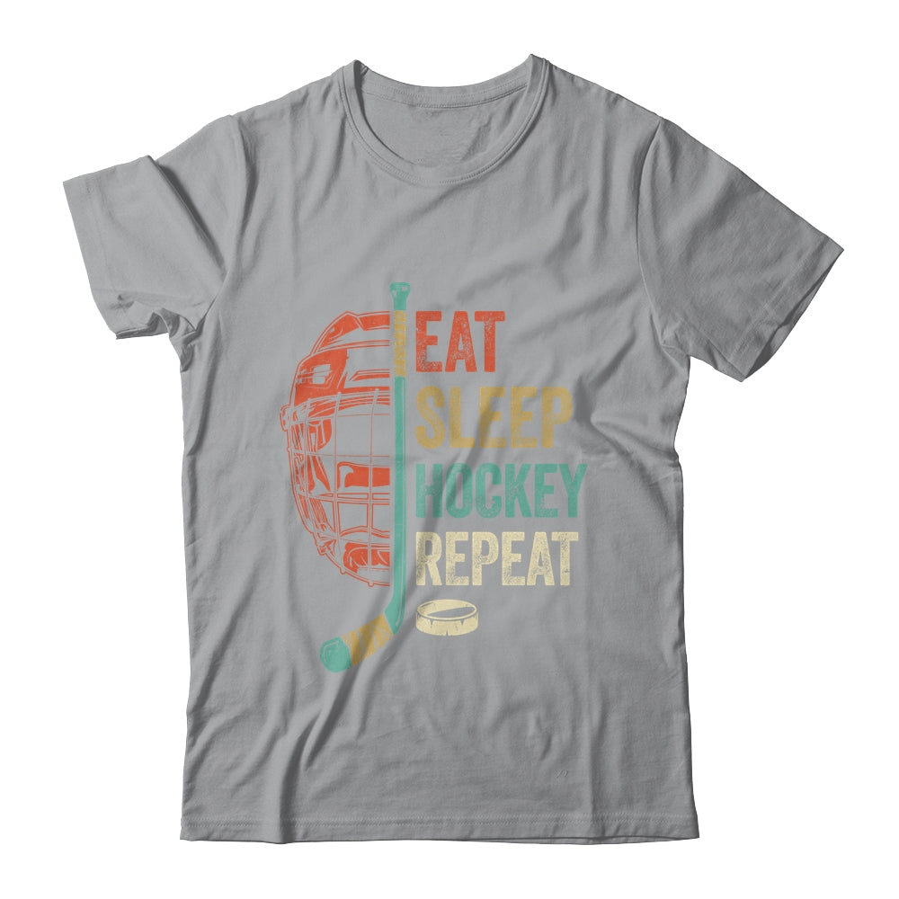 Eat Sleep Hockey Repeat Funny Retro Vintage Shirt & Hoodie | siriusteestore
