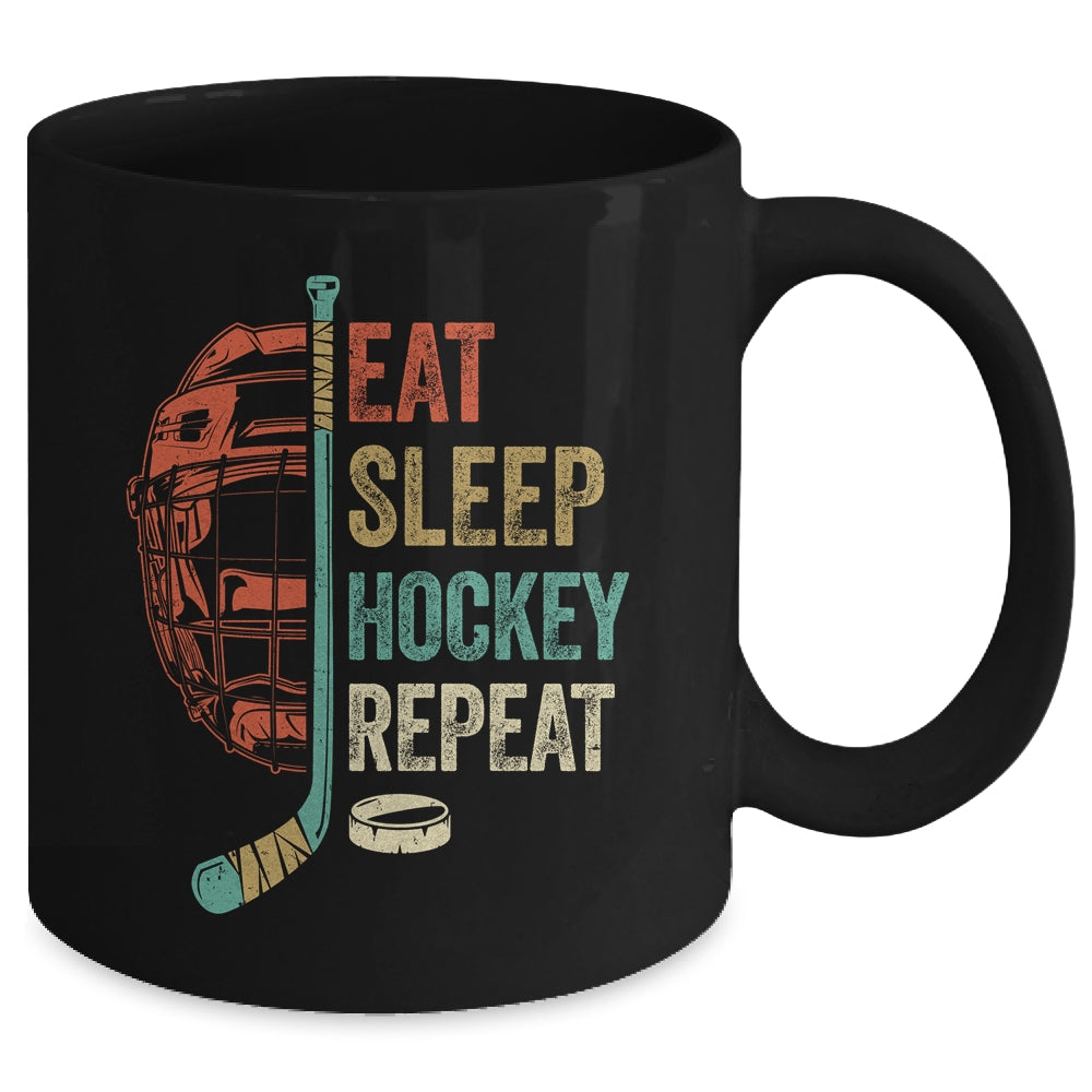 Eat Sleep Hockey Repeat Funny Retro Vintage Mug | siriusteestore
