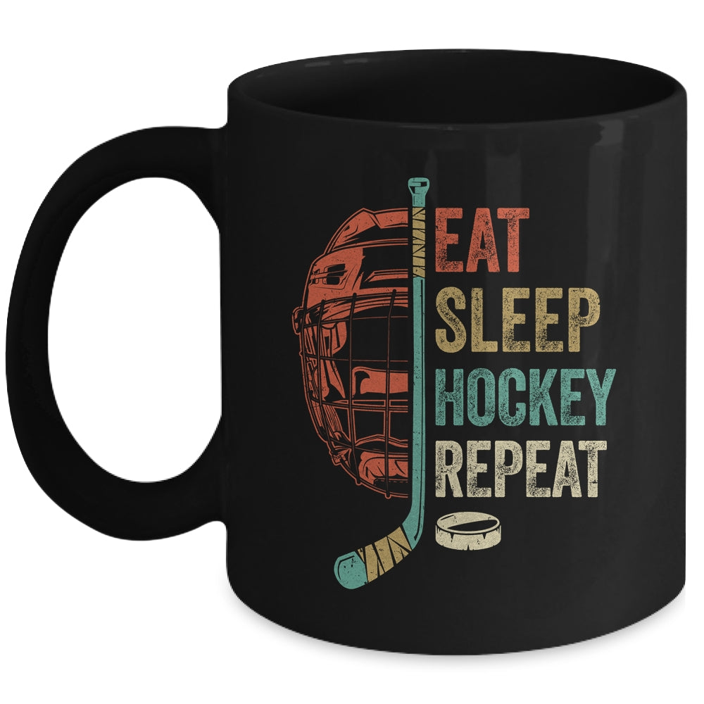 Eat Sleep Hockey Repeat Funny Retro Vintage Mug | siriusteestore