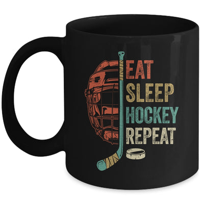 Eat Sleep Hockey Repeat Funny Retro Vintage Mug | siriusteestore
