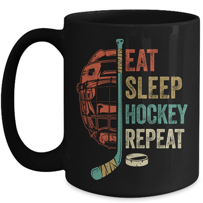 Eat Sleep Hockey Repeat Funny Retro Vintage Mug | siriusteestore