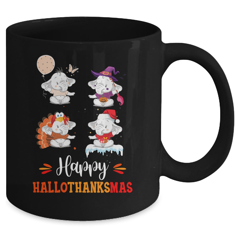 Elephant Halloween Thanksgiving Christmas Hallothanksmas Mug | siriusteestore