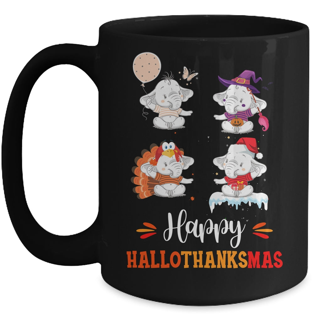 Elephant Halloween Thanksgiving Christmas Hallothanksmas Mug | siriusteestore