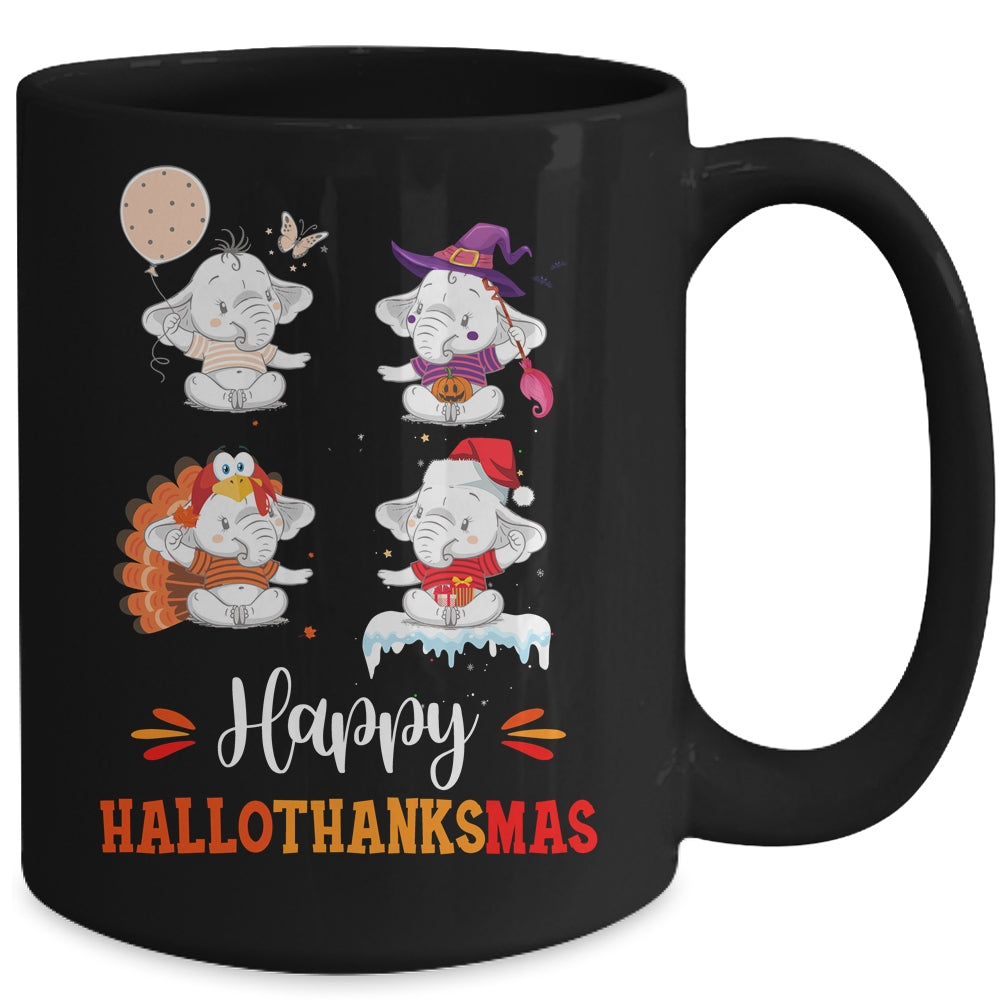 Elephant Halloween Thanksgiving Christmas Hallothanksmas Mug | siriusteestore