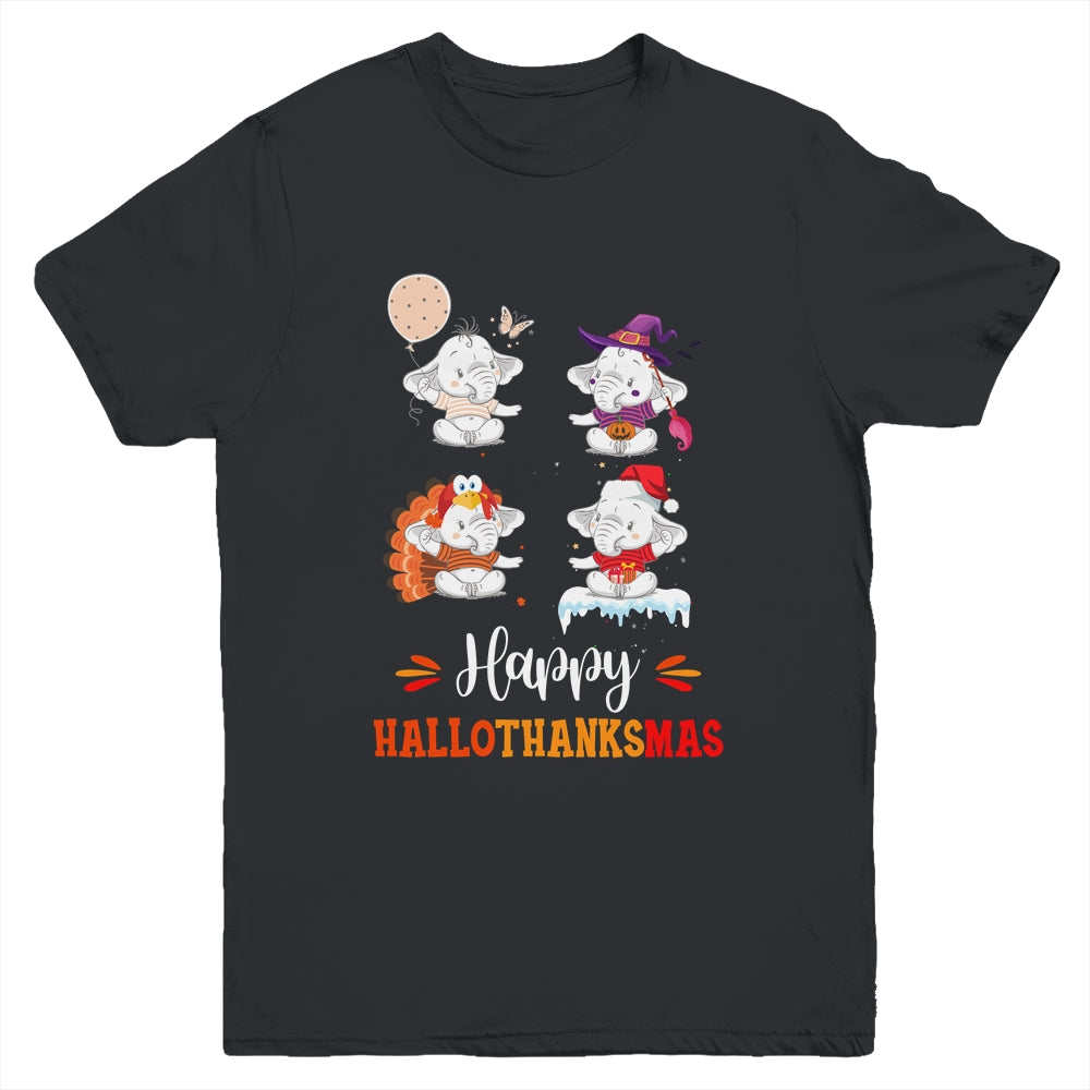 Elephant Halloween Thanksgiving Christmas Hallothanksmas Youth Shirt | siriusteestore