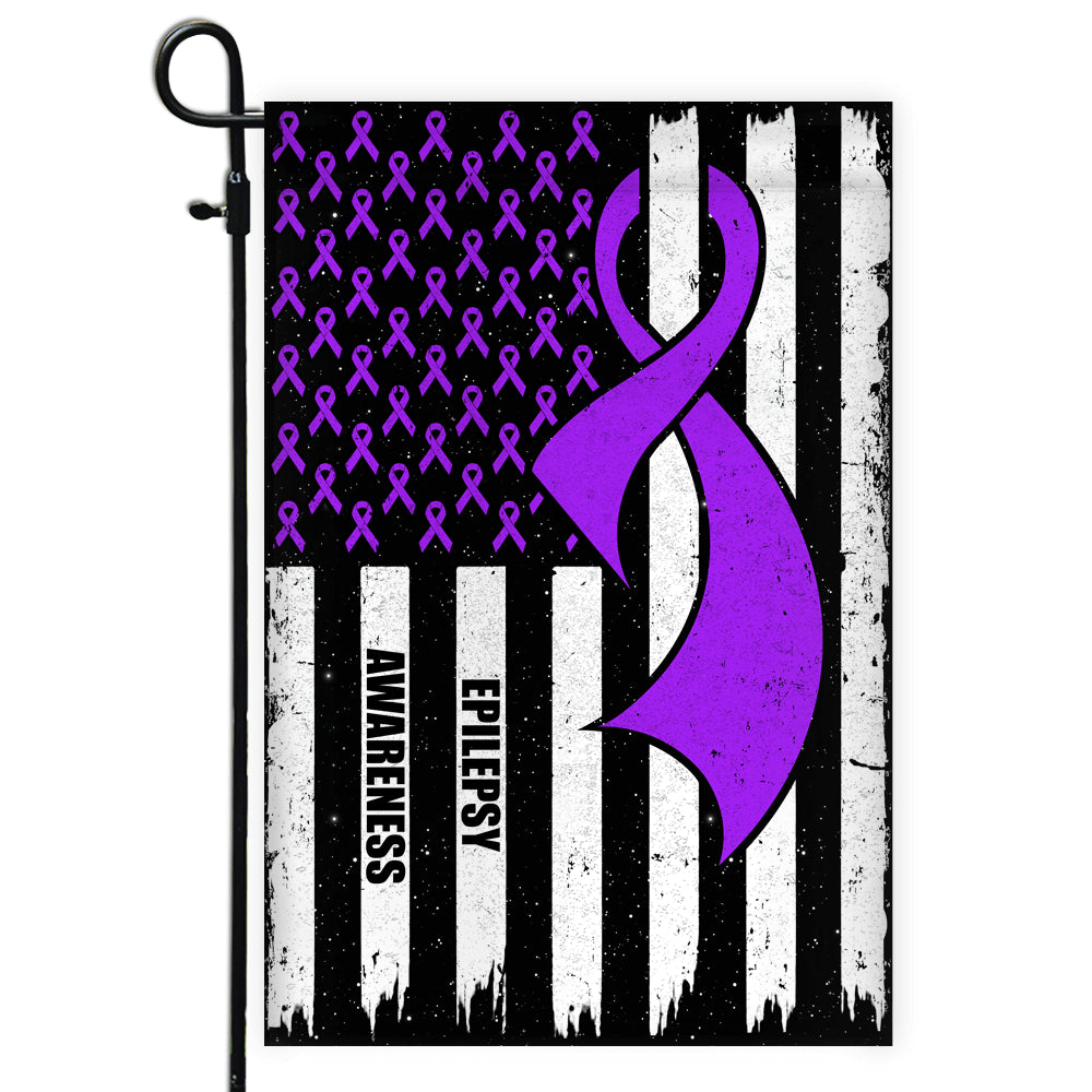 Epilepsy Awareness America Flag Purple Ribbon | siriusteestore
