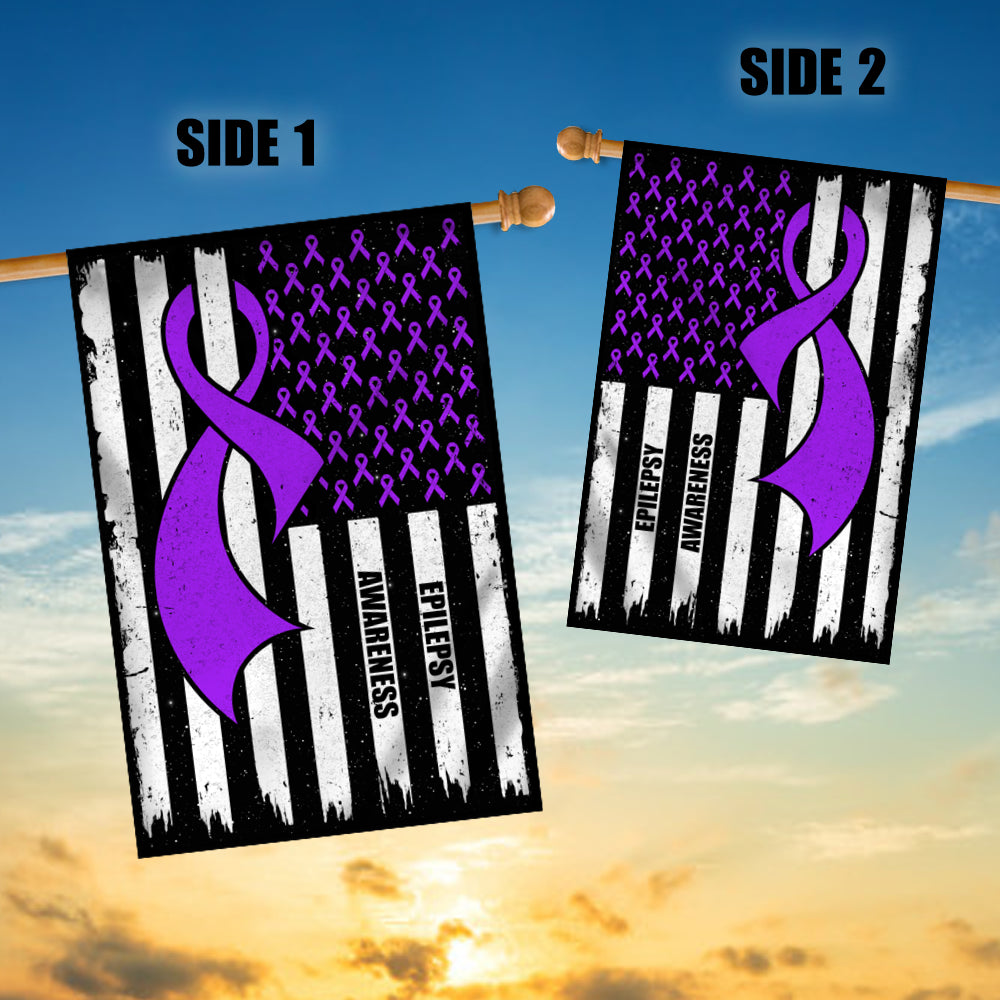 Epilepsy Awareness America Flag Purple Ribbon | siriusteestore